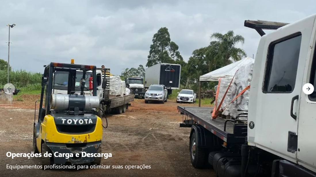 Operações de carga e descarga no pátio